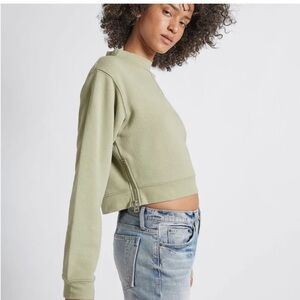 Current/Elliott Olive Cropped Sweatshirt